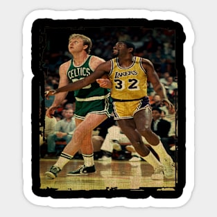 Larry Bird And Magic Johnson Vintage Sticker